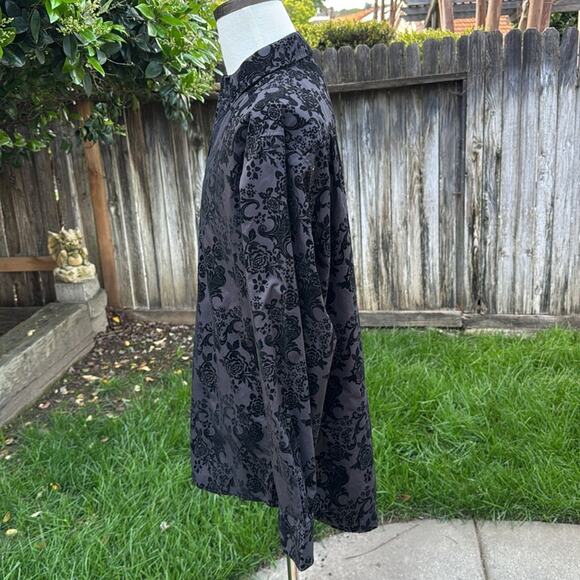 NWT Beverly Hills Polo Club Men’s Black Jacquard Button Front Shirt L New - Picture 7 of 11